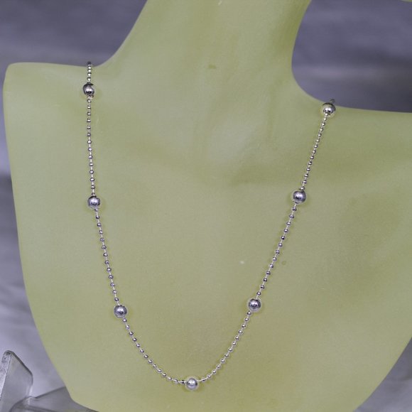 NEW 18" Italian Real Silver Bead & Ball Chain Necklace - Picture 3 of 5